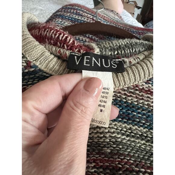 Venus Hoodie Sweater Pouch Pockets Multi color Medium Hooded Knit - Picture 8 of 9